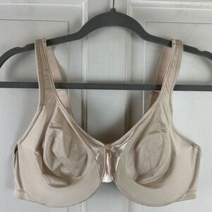 Olga Beige Satin Full Coverage Underwire Bra Size 38D 35002